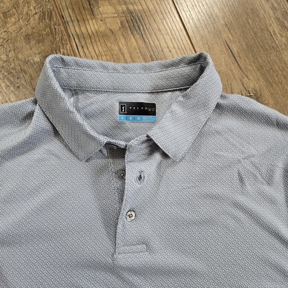 PGA Tour Men's Large Gray Polyester Polo Golf Shirt - Picture 8 of 13
